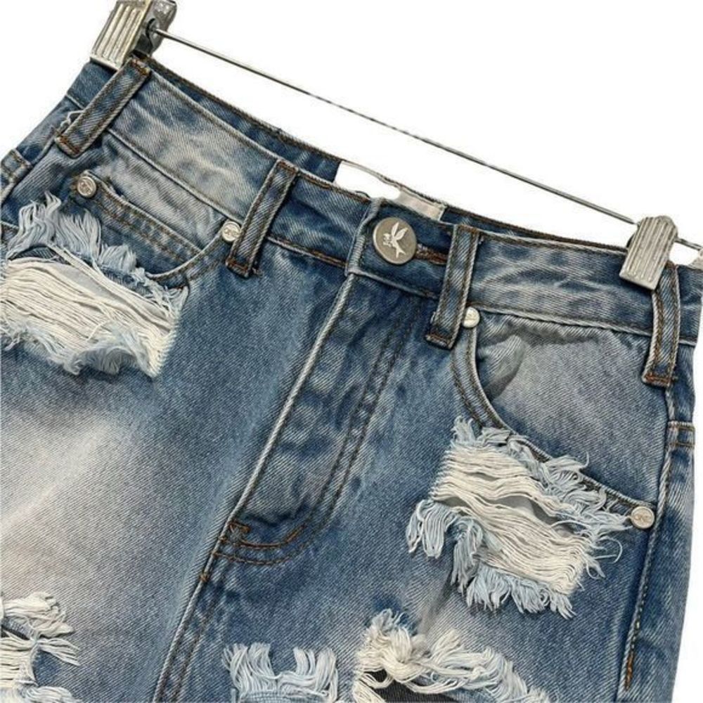 One Teaspoon High Waist‎ Skirt 23 Long Rise Super Fitted Distressed Jean - Picture 4 of 9
